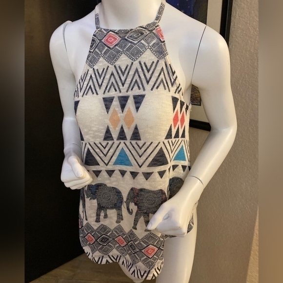 Gaze ivory elephant thin knit tank - Picture 1 of 5